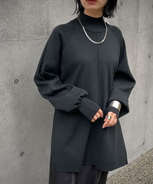 &g'aime（アンジェム）の「【＆g'aime】アウトリンクングハイネックニット（ニット/セーター・レディース・カーキ/パープル/ベージュ/ブラック・FREE）」の5枚目の写真