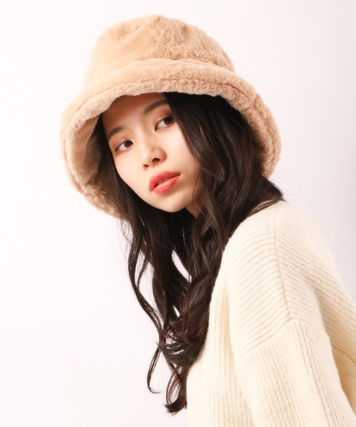 FUNALIVE（ファンアライブ）の「RUCCHE フェイクファー２WAYHAT（ハット・レディース・ブラック/ベージュ/アイボリー・FREE）」の3枚目の写真