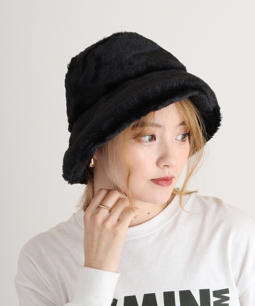 FUNALIVE（ファンアライブ）の「RUCCHE フェイクファー２WAYHAT（ハット・レディース・ブラック/ベージュ/アイボリー・FREE）」の2枚目の写真
