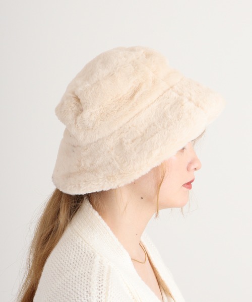FUNALIVE（ファンアライブ）の「RUCCHE フェイクファー２WAYHAT（ハット・レディース・ブラック/ベージュ/アイボリー・FREE）」の6枚目の写真