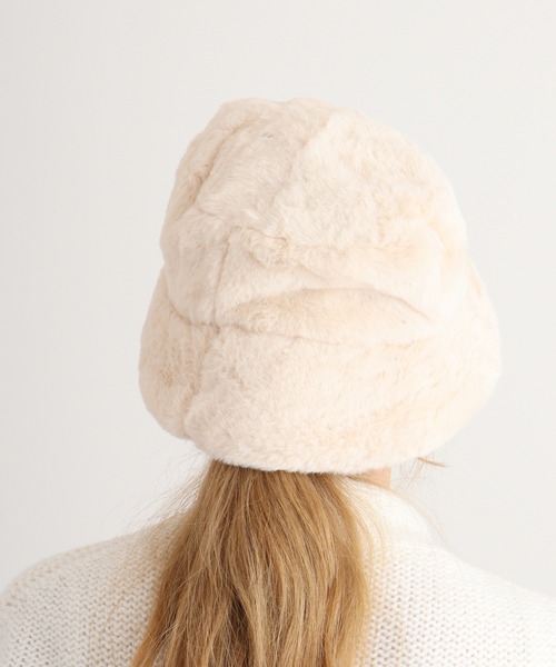 FUNALIVE（ファンアライブ）の「RUCCHE フェイクファー２WAYHAT（ハット・レディース・ブラック/ベージュ/アイボリー・FREE）」の7枚目の写真