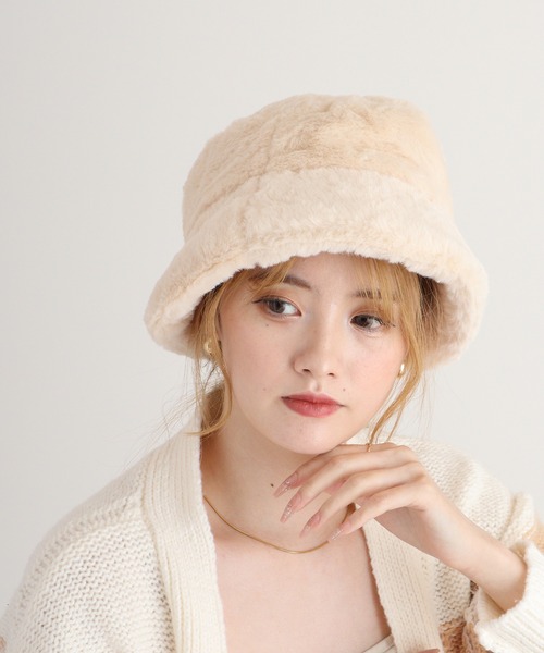 FUNALIVE（ファンアライブ）の「RUCCHE フェイクファー２WAYHAT（ハット・レディース・ブラック/ベージュ/アイボリー・FREE）」の4枚目の写真