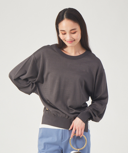 qualite（カリテ）の「2WAYブライトニットプルオーバー（ニット/セーター・レディース・アイボリー/ベージュ/グリーン/チャコールグレー・フリー）」の2枚目の写真