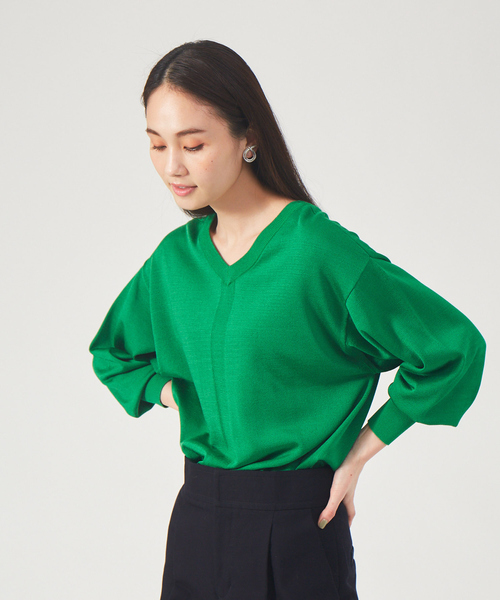 qualite（カリテ）の「2WAYブライトニットプルオーバー（ニット/セーター・レディース・アイボリー/ベージュ/グリーン/チャコールグレー・フリー）」の4枚目の写真