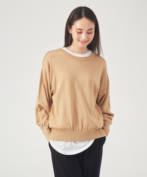 qualite（カリテ）の「2WAYブライトニットプルオーバー（ニット/セーター・レディース・アイボリー/ベージュ/グリーン/チャコールグレー・フリー）」の14枚目の写真