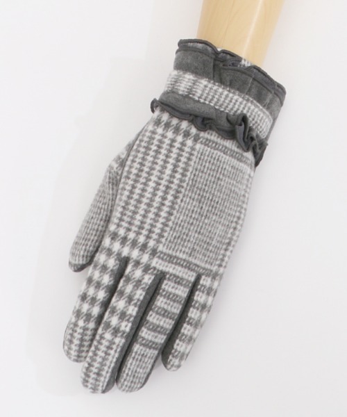 axes femme(アクシーズファム)の「チェック柄抗ウイルス手袋(手袋・レディース・ピンク/ブラウン/グレー・MEDIUM)」の5枚目の写真