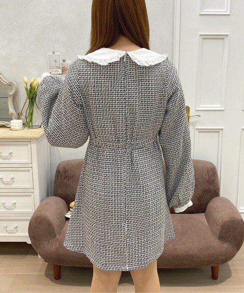 apres jour（アプレジュール）の「フリル襟ツイードワンピース【ZOZOTOWN限定アイテム】（ワンピース・レディース・ベージュ/ブラック系その他・X-LARGE/フリー）」の9枚目の写真