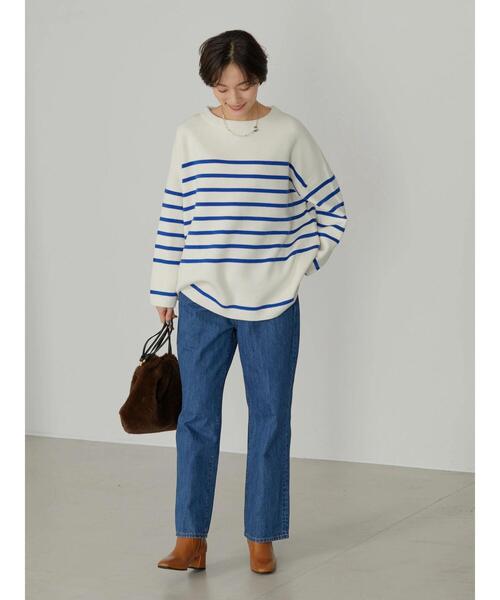 AMERICAN HOLIC(アメリカンホリック)の「パネルボーダーニットプルオーバー(ニット/セーター・レディース・ブルー/グリーン・M/L)」の4枚目の写真