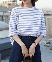 ORCIVAL/オーシバル　COTTON LOURD コットンロード　ワイドボートネックハーフスリーブ　ボーダー　WIDE BOATNECK HALFSLEEVE BORDER B248