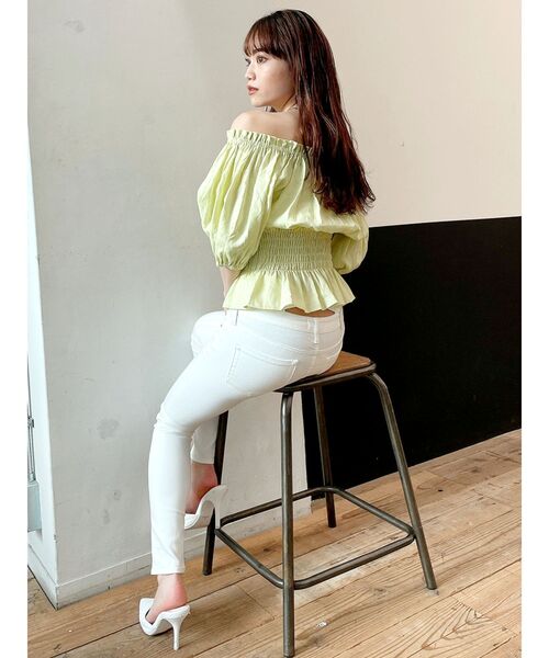 GYDA（ジェイダ）の「ハイウエストウエストクロススキニーデニムパンツ（デニムパンツ・レディース・ライトブルー/オフホワイト/ブルー・SMALL/MEDIUM/X-SMALL）」の9枚目の写真