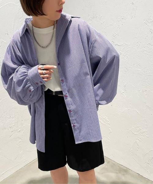 apres jour mignon(アプレジュールミニョン)の「ギンガムチェックシャツ【ZOZOTOWN限定アイテム】(シャツ/ブラウス・レディース・ブルー系その他/ブラック系その他/グリーン系その他・X-LARGE/フリー)」の3枚目の写真