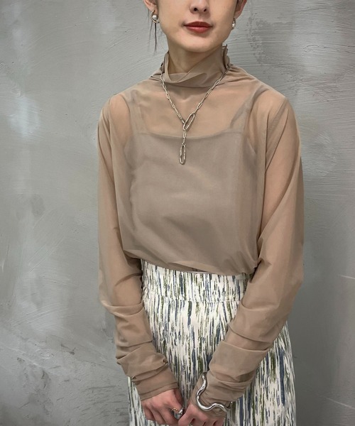 &g'aime(アンジェム)の「【&g'aime】ハイネックシアータートル(Tシャツ/カットソー・レディース・ホワイト/ブラック/ベージュ・FREE)」の22枚目の写真