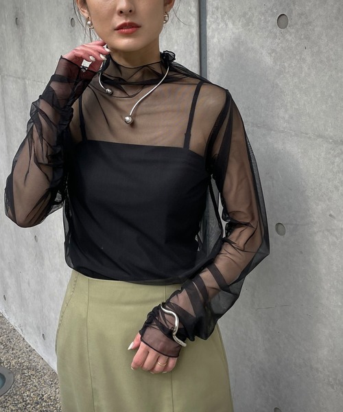 &g'aime(アンジェム)の「【&g'aime】ハイネックシアータートル(Tシャツ/カットソー・レディース・ホワイト/ブラック/ベージュ・FREE)」の14枚目の写真