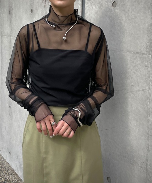 &g'aime(アンジェム)の「【&g'aime】ハイネックシアータートル(Tシャツ/カットソー・レディース・ホワイト/ブラック/ベージュ・FREE)」の15枚目の写真