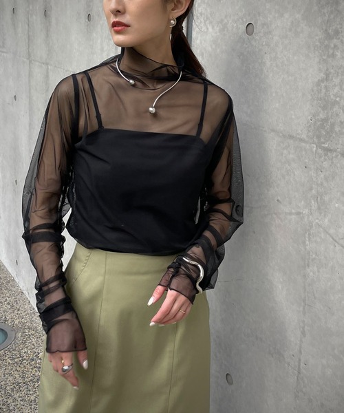 &g'aime(アンジェム)の「【&g'aime】ハイネックシアータートル(Tシャツ/カットソー・レディース・ホワイト/ブラック/ベージュ・FREE)」の12枚目の写真