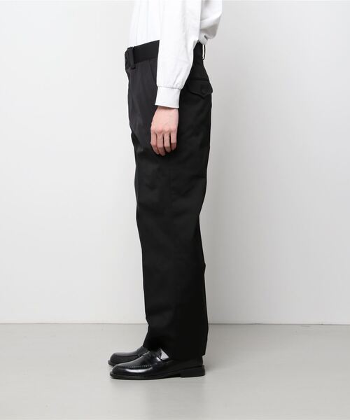 GOAR strapped oil pants ブラック ブーツカット DAMAGED GABARDINE 2TUCKS PANTS(XS Black): Vintage 1.1｜THE