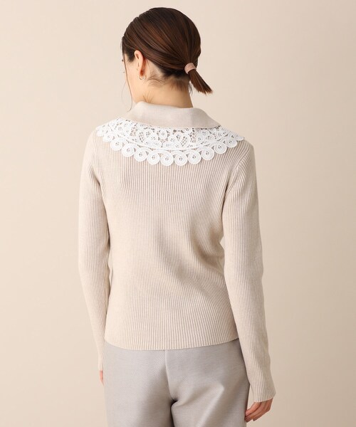 OPAQUE.CLIP（オペークドットクリップ）の「◆レイヤードカラーデザインリブニット（ニット/セーター・レディース・グレー/オフホワイト/グリーン・38）」の6枚目の写真