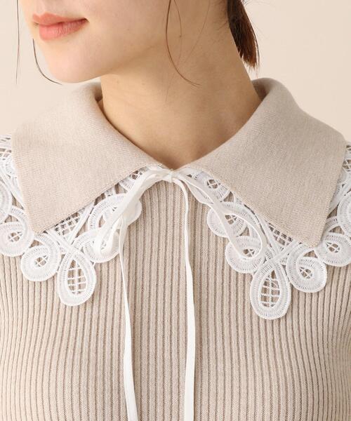 OPAQUE.CLIP（オペークドットクリップ）の「◆レイヤードカラーデザインリブニット（ニット/セーター・レディース・グレー/オフホワイト/グリーン・38）」の7枚目の写真