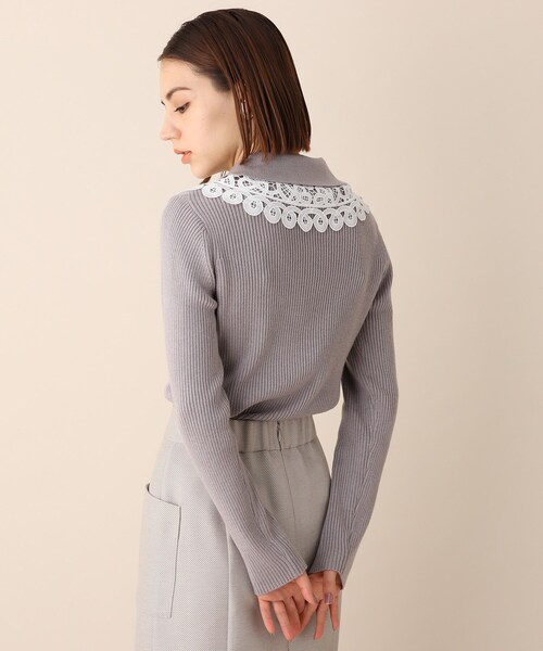 OPAQUE.CLIP（オペークドットクリップ）の「◆レイヤードカラーデザインリブニット（ニット/セーター・レディース・グレー/オフホワイト/グリーン・38）」の12枚目の写真