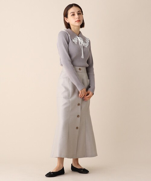 OPAQUE.CLIP（オペークドットクリップ）の「◆レイヤードカラーデザインリブニット（ニット/セーター・レディース・グレー/オフホワイト/グリーン・38）」の13枚目の写真