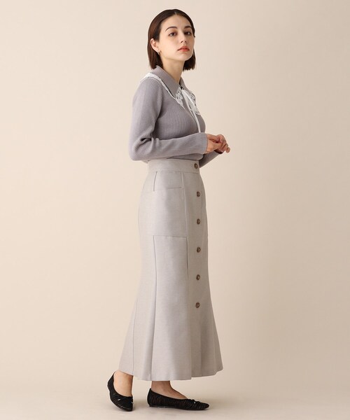 OPAQUE.CLIP（オペークドットクリップ）の「◆レイヤードカラーデザインリブニット（ニット/セーター・レディース・グレー/オフホワイト/グリーン・38）」の14枚目の写真