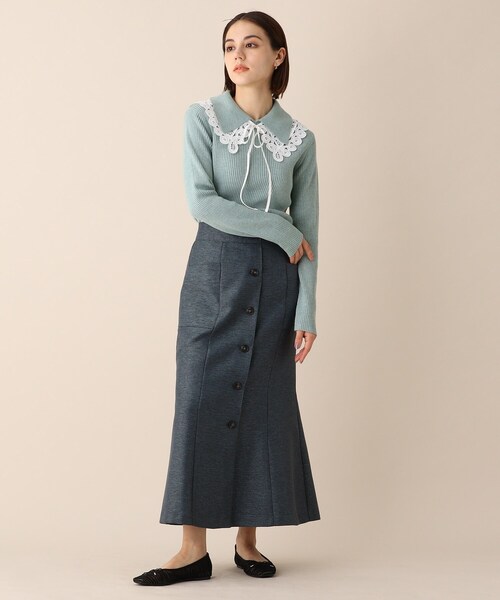 OPAQUE.CLIP（オペークドットクリップ）の「◆レイヤードカラーデザインリブニット（ニット/セーター・レディース・グレー/オフホワイト/グリーン・38）」の16枚目の写真