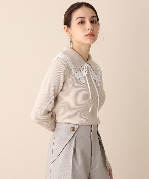 OPAQUE.CLIP（オペークドットクリップ）の「◆レイヤードカラーデザインリブニット（ニット/セーター・レディース・グレー/オフホワイト/グリーン・38）」の18枚目の写真