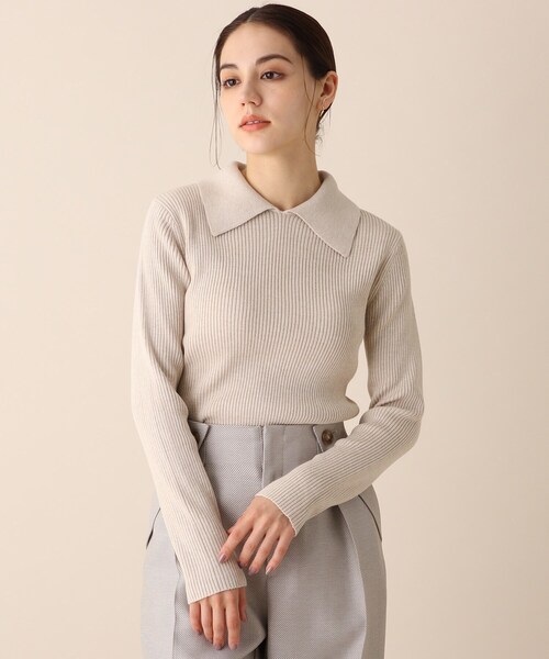 OPAQUE.CLIP（オペークドットクリップ）の「◆レイヤードカラーデザインリブニット（ニット/セーター・レディース・グレー/オフホワイト/グリーン・38）」の19枚目の写真