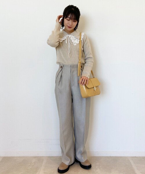 OPAQUE.CLIP（オペークドットクリップ）の「◆レイヤードカラーデザインリブニット（ニット/セーター・レディース・グレー/オフホワイト/グリーン・38）」の21枚目の写真