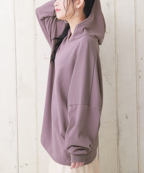 osharewalker（オシャレウォーカー）の「【廃盤】『ゆるラフ裏毛パーカー』（パーカー・レディース・ブラック/ベージュ/ネイビー/レッド/ラベンダー/ライトカーキ/ロイヤルブルー・FREE）」の6枚目の写真