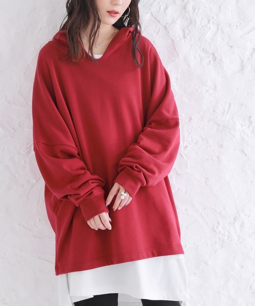 osharewalker（オシャレウォーカー）の「【廃盤】『ゆるラフ裏毛パーカー』（パーカー・レディース・ブラック/ベージュ/ネイビー/レッド/ラベンダー/ライトカーキ/ロイヤルブルー・FREE）」の7枚目の写真