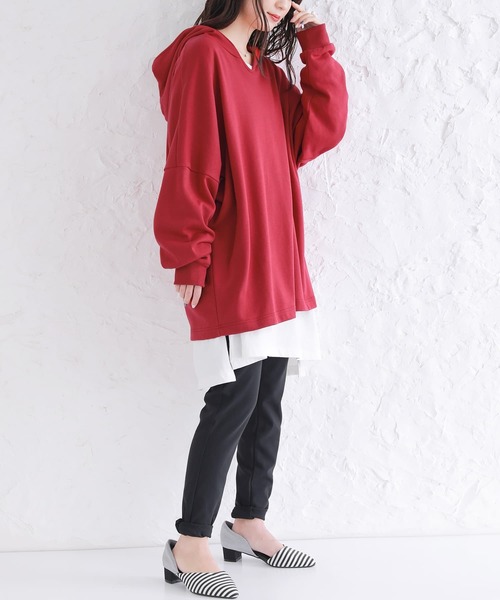 osharewalker（オシャレウォーカー）の「【廃盤】『ゆるラフ裏毛パーカー』（パーカー・レディース・ブラック/ベージュ/ネイビー/レッド/ラベンダー/ライトカーキ/ロイヤルブルー・FREE）」の15枚目の写真