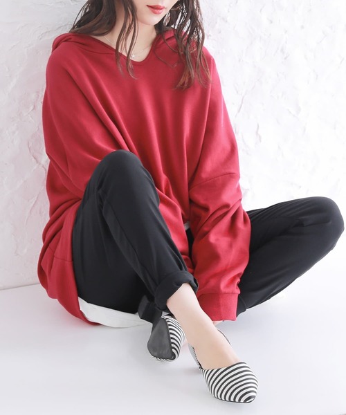 osharewalker（オシャレウォーカー）の「【廃盤】『ゆるラフ裏毛パーカー』（パーカー・レディース・ブラック/ベージュ/ネイビー/レッド/ラベンダー/ライトカーキ/ロイヤルブルー・FREE）」の19枚目の写真