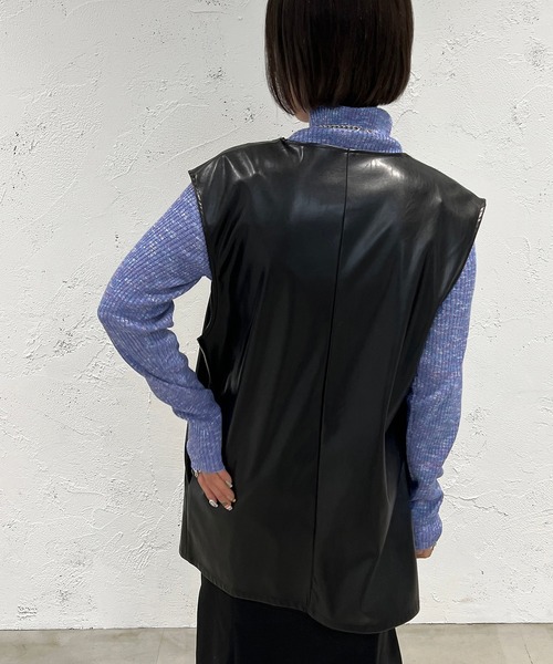 agnes フランス製☆アニエスベー☆上質 フェイクレザー ジレ ベスト☆1