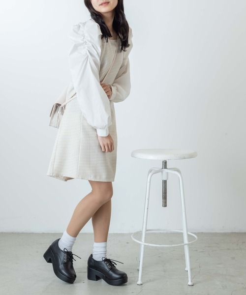 WEGO(ウィゴー)の「WEGO/バックリボンパフスリーブワンピ(ワンピース・レディース・ブラック/ベージュ系その他2・FREE)」の7枚目の写真