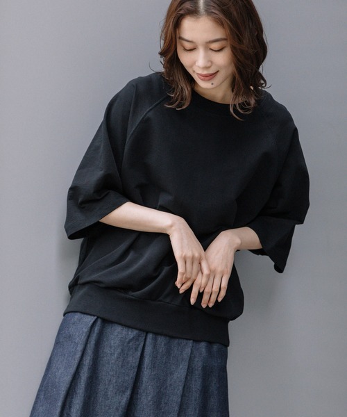 Munich（ミューニック）の「コットンライトインレーワイドTシャツ（Tシャツ/カットソー・レディース・ホワイト/ブラック/カーキ/ピンク/イエロー・FREE）」の3枚目の写真