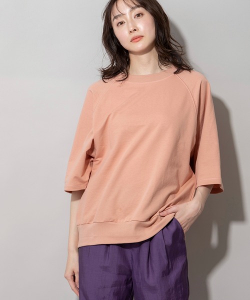 Munich（ミューニック）の「コットンライトインレーワイドTシャツ（Tシャツ/カットソー・レディース・ホワイト/ブラック/カーキ/ピンク/イエロー・FREE）」の10枚目の写真