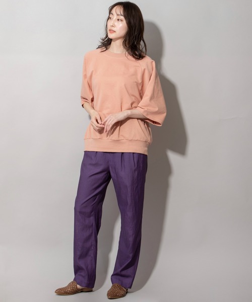 Munich（ミューニック）の「コットンライトインレーワイドTシャツ（Tシャツ/カットソー・レディース・ホワイト/ブラック/カーキ/ピンク/イエロー・FREE）」の7枚目の写真