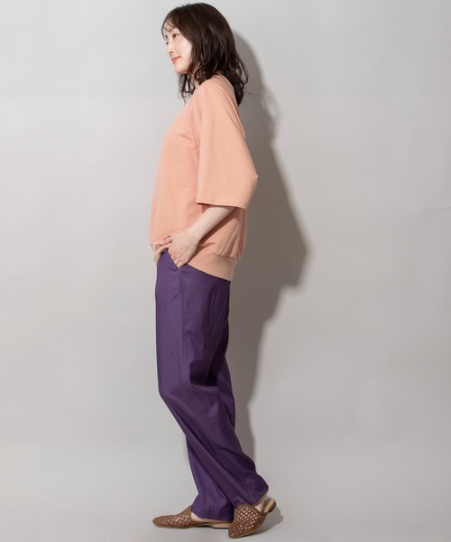 Munich（ミューニック）の「コットンライトインレーワイドTシャツ（Tシャツ/カットソー・レディース・ホワイト/ブラック/カーキ/ピンク/イエロー・FREE）」の8枚目の写真