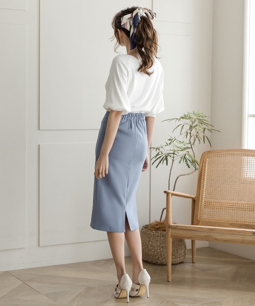 Julia Boutique（ジュリアブティック）の「ミディアム丈・コルセット風タイトスカート/22041（スカート・レディース・ブラック/ライトベージュ/ピンク/ブルー/ベージュ・MEDIUM）」の8枚目の写真