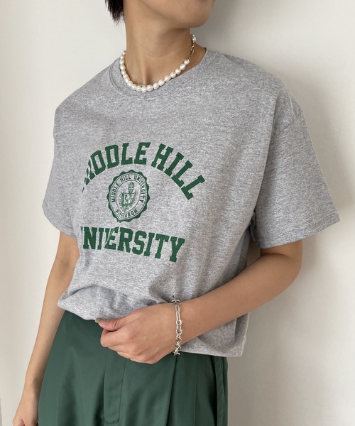 プリント Tシャツ 半袖 グレー ROAS AGETAI」 トライブレンドTシャツ【グレー地・黒プリント