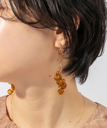 ウェーブクリアビーズピアス