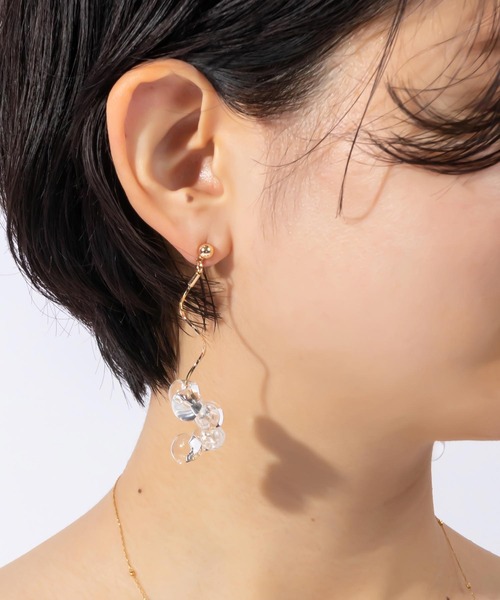 RANDA（ランダ）の「ウェーブクリアビーズピアス（ピアス（両耳用）・レディース・ブラウン/クリア・FREE）」の2枚目の写真