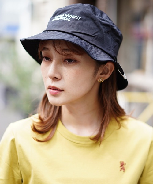 GIORDANO（ジョルダーノ）の「[ GIORDANO ] ワールドロゴ ナイロンバケットハット(ユニセックス)（ハット・レディース・ブラック・FREE）」の5枚目の写真