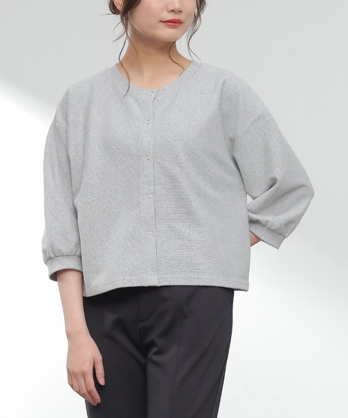 Honeys（ハニーズ）の「スナップ釦カーデ（カーディガン/ボレロ・レディース・ホワイト/ブラック/グリーン/杢グレー/オレンジ系その他・S/M/L）」の3枚目の写真