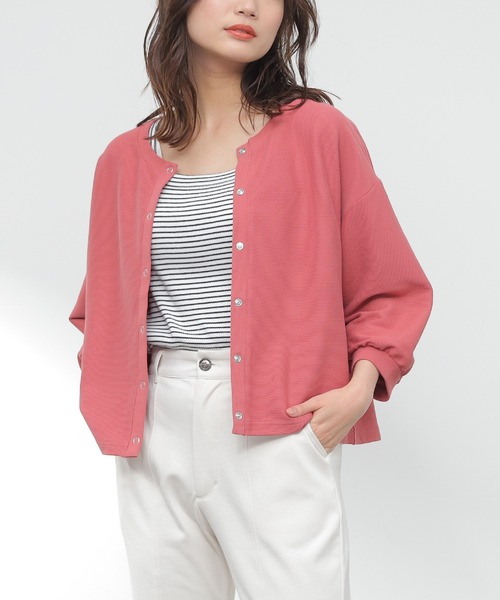 Honeys（ハニーズ）の「スナップ釦カーデ（カーディガン/ボレロ・レディース・ホワイト/ブラック/グリーン/杢グレー/オレンジ系その他・S/M/L）」の5枚目の写真