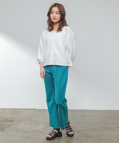 Honeys（ハニーズ）の「スナップ釦カーデ（カーディガン/ボレロ・レディース・ホワイト/ブラック/グリーン/杢グレー/オレンジ系その他・S/M/L）」の6枚目の写真