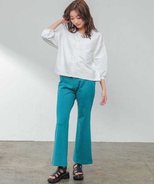 Honeys（ハニーズ）の「スナップ釦カーデ（カーディガン/ボレロ・レディース・ホワイト/ブラック/グリーン/杢グレー/オレンジ系その他・S/M/L）」の7枚目の写真