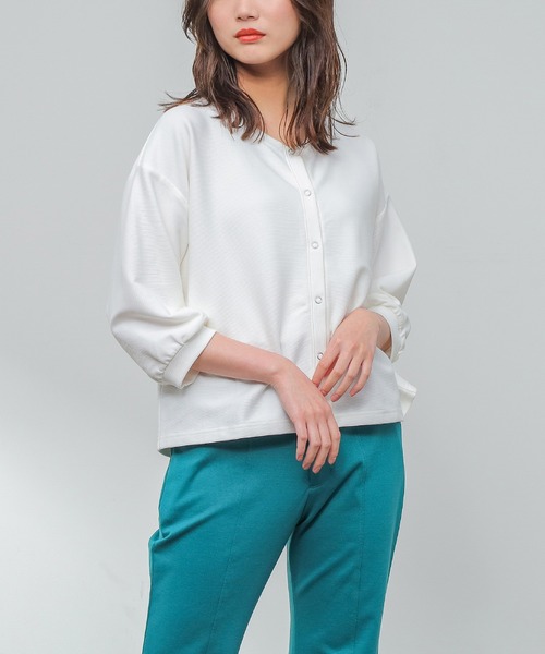 Honeys（ハニーズ）の「スナップ釦カーデ（カーディガン/ボレロ・レディース・ホワイト/ブラック/グリーン/杢グレー/オレンジ系その他・S/M/L）」の8枚目の写真