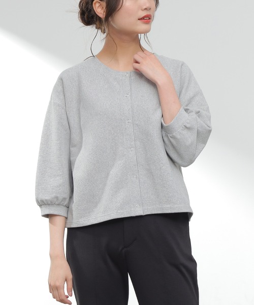 Honeys（ハニーズ）の「スナップ釦カーデ（カーディガン/ボレロ・レディース・ホワイト/ブラック/グリーン/杢グレー/オレンジ系その他・S/M/L）」の19枚目の写真